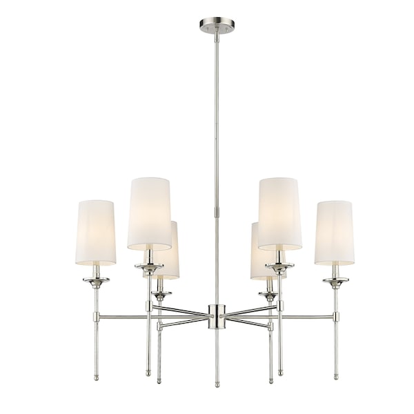 Z-Lite Emily 6 Light Chandelier, Polished Nickel & Off White 3033-6PN - main